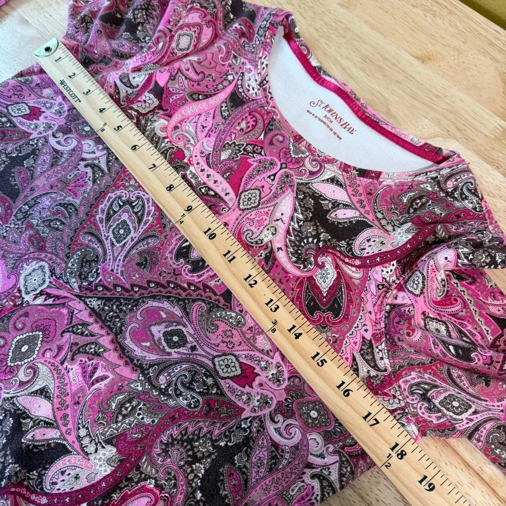 Y2K Pink Brown Paisley Long Sleeve Cotton Top Size S Boho Whimsigoth Hippie - Picture 7 of 9